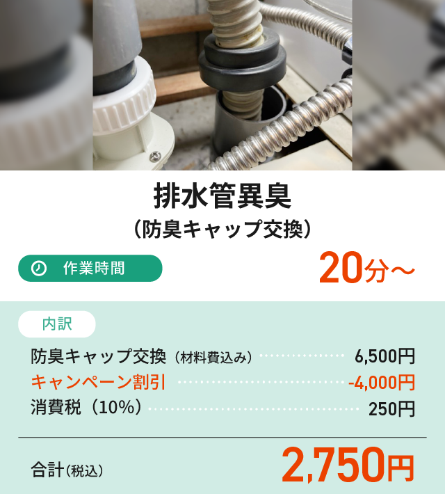 排水管異臭（防臭キャップ交換）